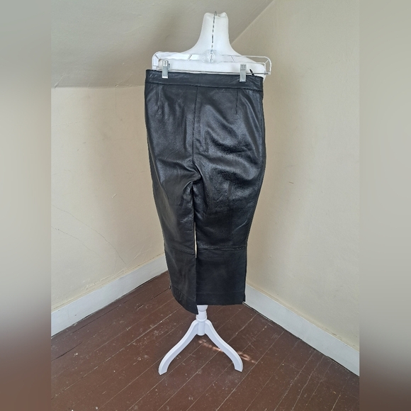 Leather Limited Black Cropped 100% Leather Soft Womens Pants Size 6 - Picture 2 of 15